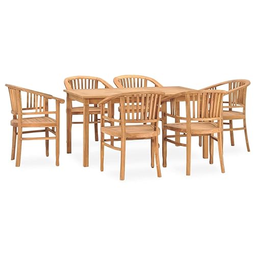 vidaXL Solid Teak Wood Patio Dining Set 7 Piece Wooden Table Chair Dinner Dinette Garden Outdoor Balcony Backyard Terrace Lounge