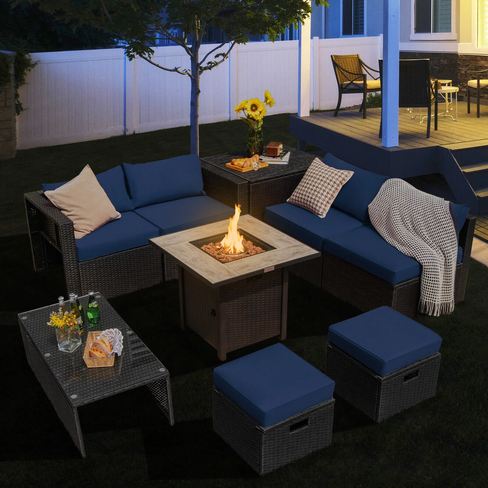 Great Choice Products 9Pcs Patio Rattan Furniture Set 30