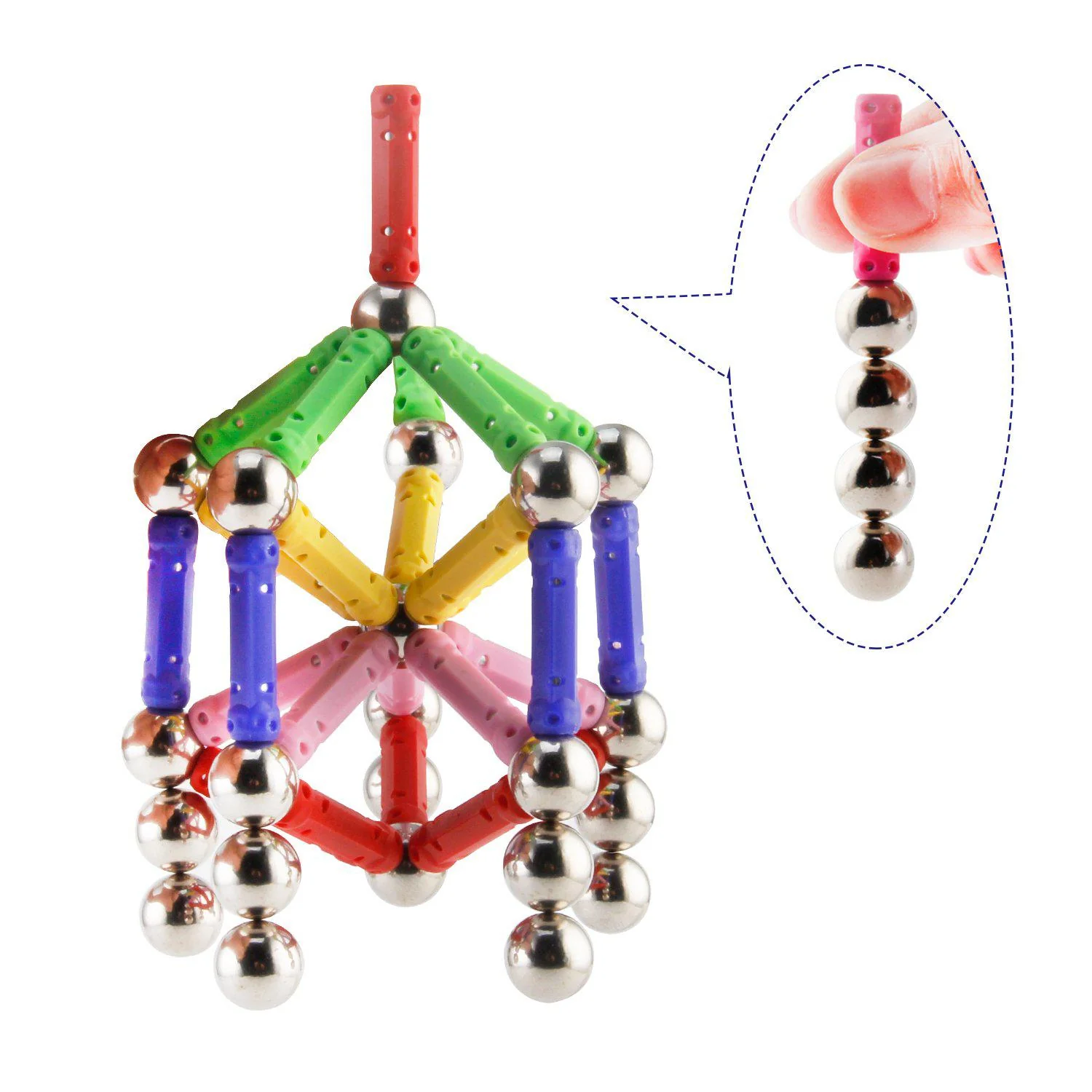 elongdi 130 pieces - magnetic building sticks building blocks set, magnet educational toys magnetic blocks sticks stacking to