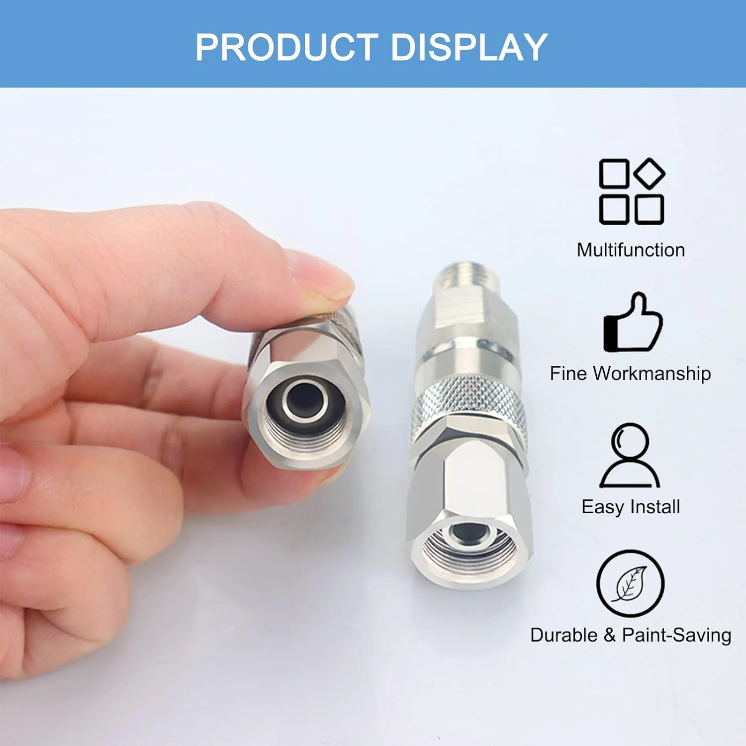 ZHUITU Sprayer Joint 1/4-Inch 360 Degrees Rotate Stainless Steel Airless High Pressure Spray Gun Hose Swivel Joint Connector Accessori