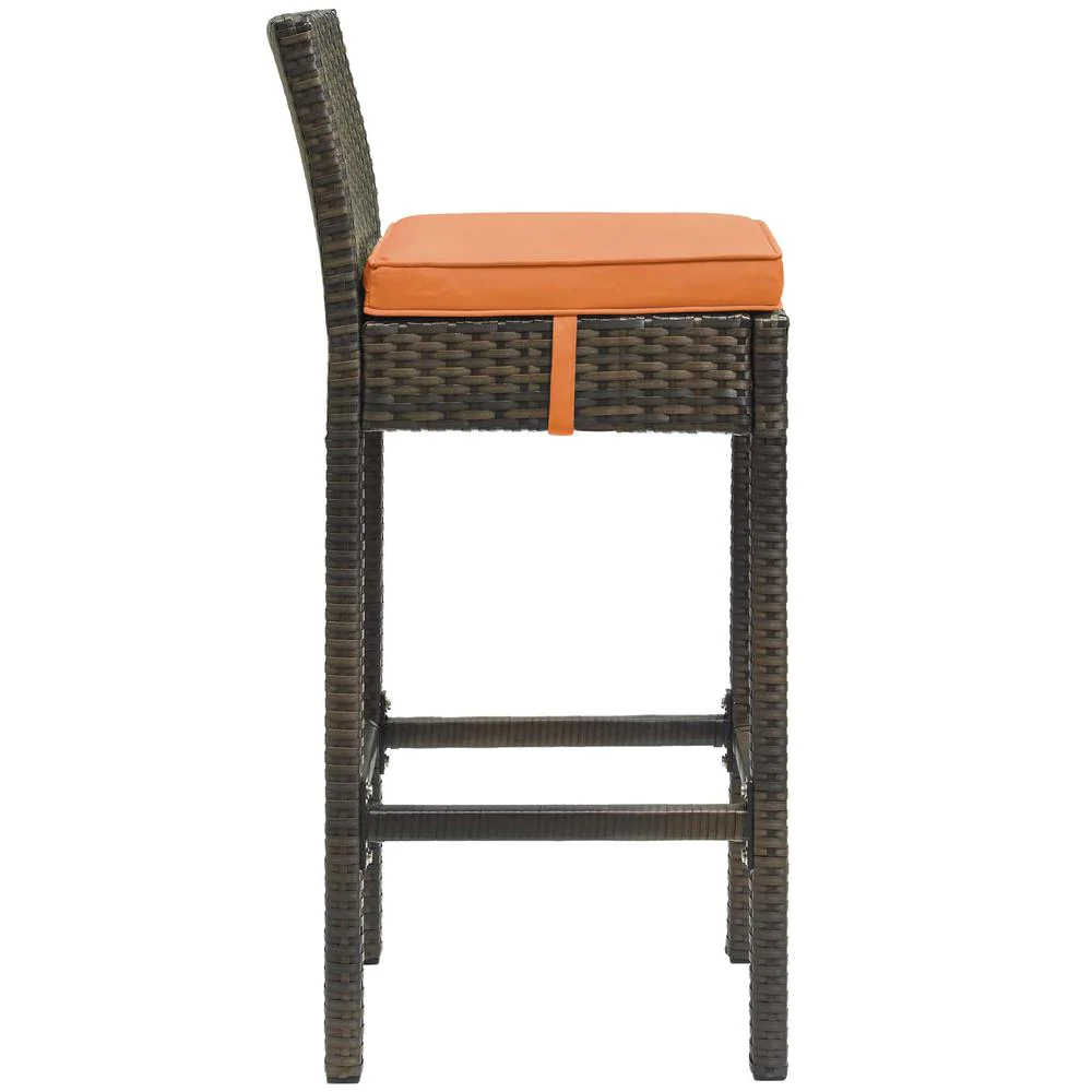 Modway Conduit Outdoor Patio Wicker Rattan Bar Stool - Brown Orange EEI-2799-BRN-ORA
