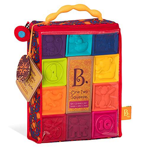 B.toys b. toys - one two squeeze baby blocks - building blocks for toddlers - educational baby toys 6 months &a; up with numbers, shap