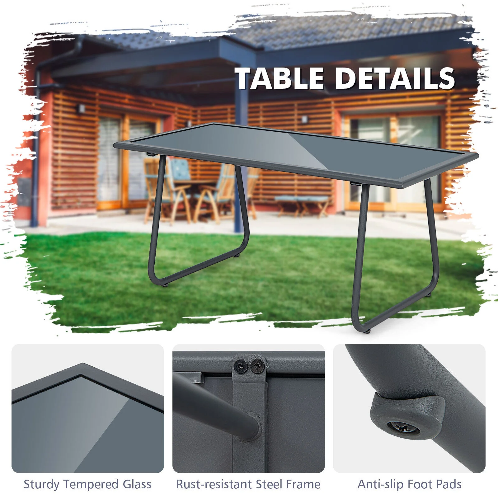 Great Choice Products 4-Piece Metal Patio Furniture Chat Set Outdoor Conversation Table Garden