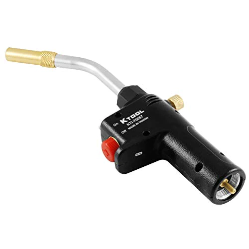 K Tool International Self Igniting Propane Blow Torch Head; Trigger Start, Ergo Handle and Replacement Tip; KTI70057