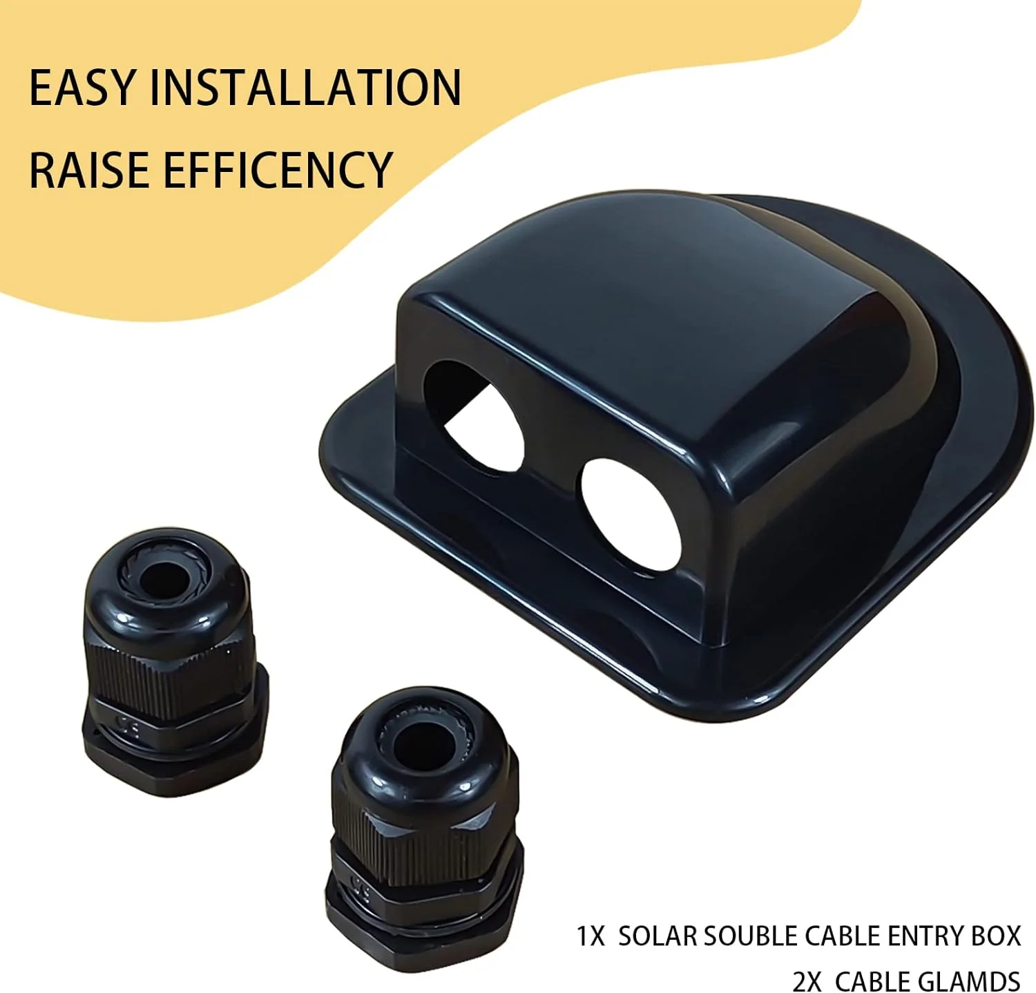 D&a;ONEHOS IP68 Waterproof ABS Double Solar-Cable-Entry-Gland-Housing,Weather Resistant Dual Cable Entry Housing for Solar Panels on RV, C