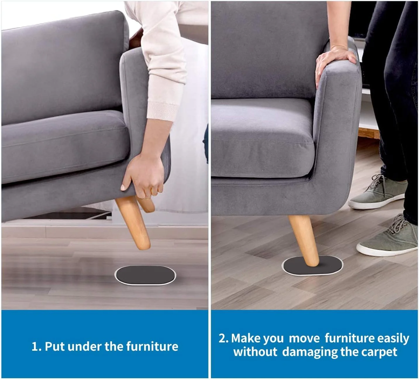 Ezprotekt Reusable Large Furniture Sliders for Carpet, XL Furniture Movers Sliders, 9 1/2