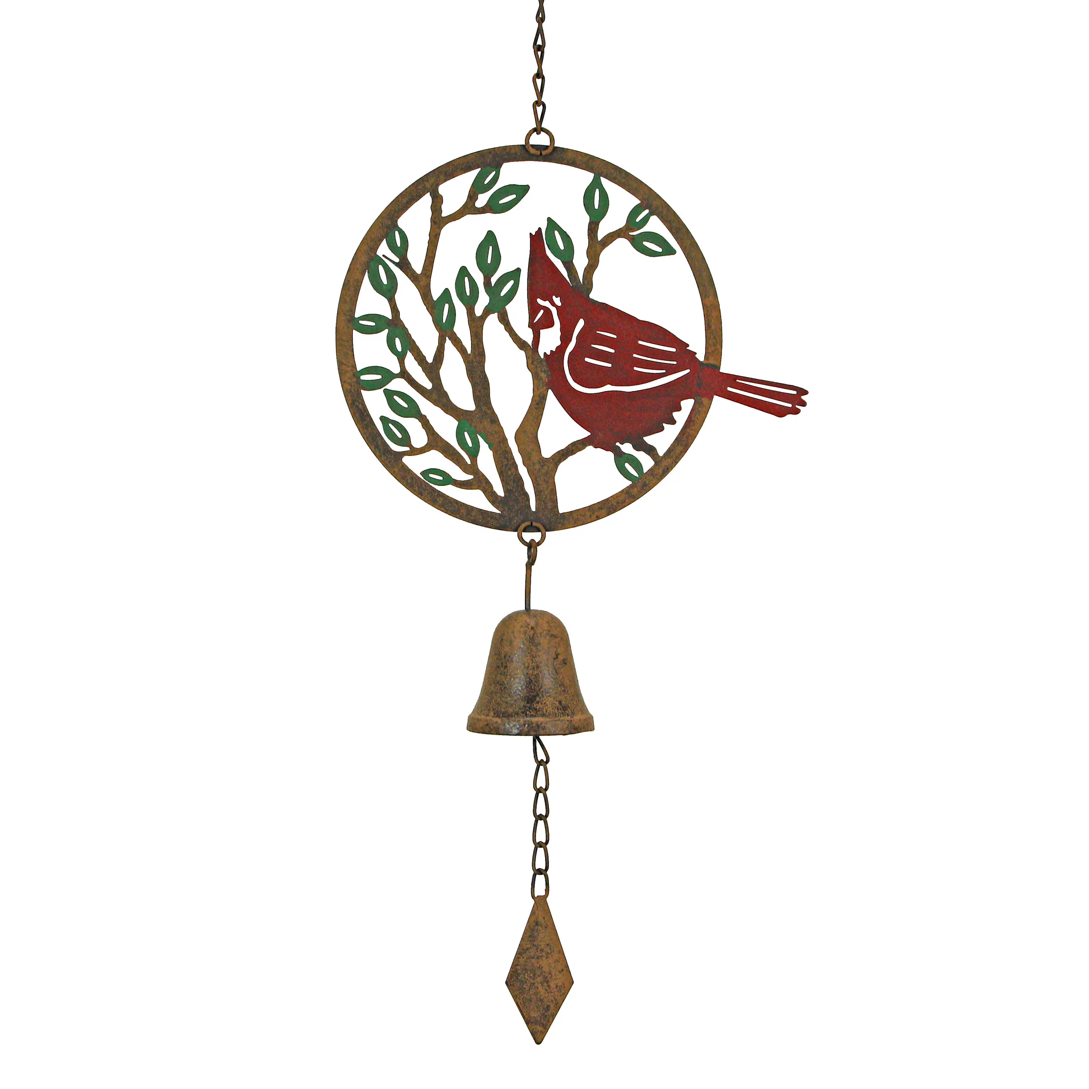 Things2die4 Metal Cardinal Bird Wind Chimes Bell Garden Decoration Art (Set of 2)