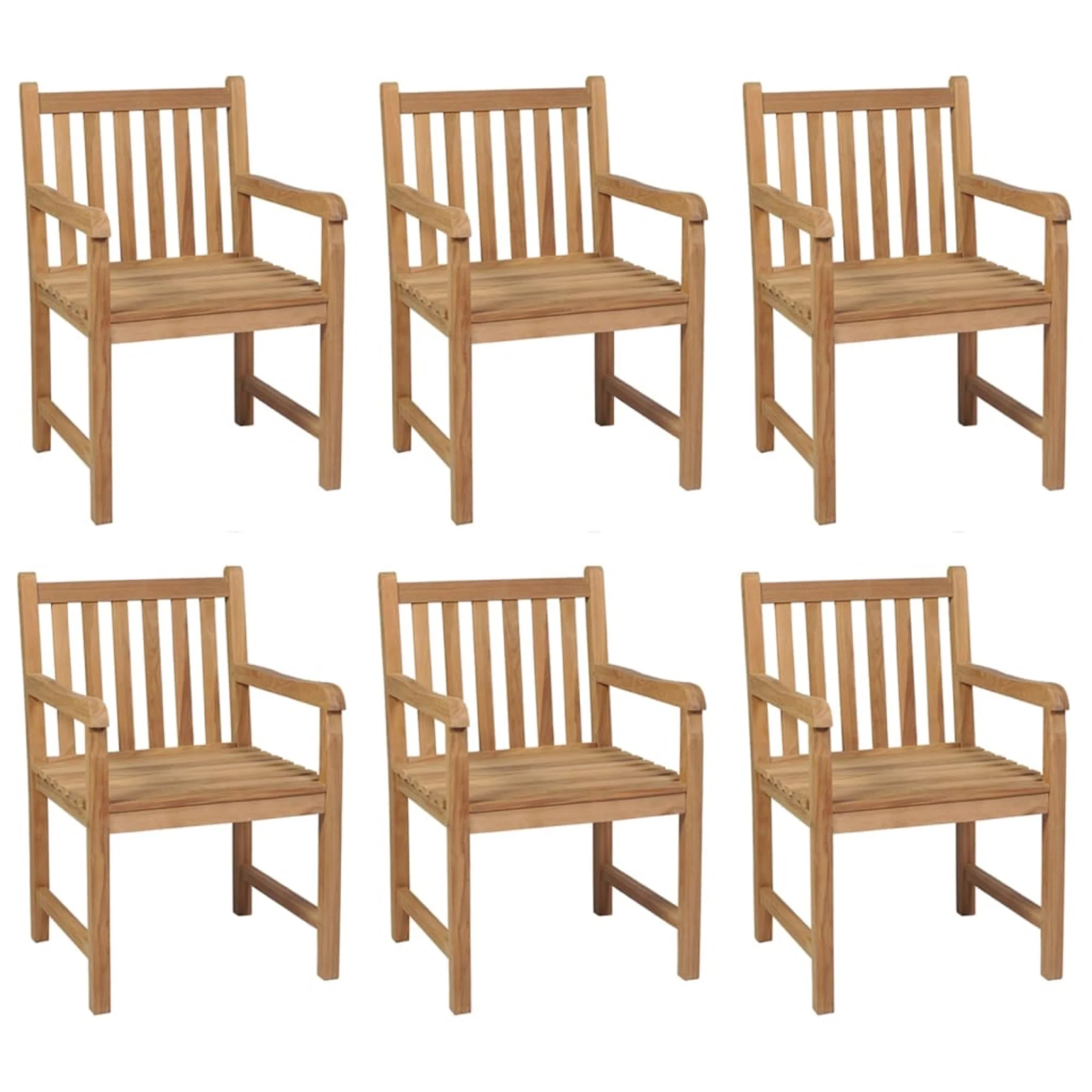 vidaXL Garden Chairs 6 pcs with Light Blue Cushions Solid Teak Wood Brown