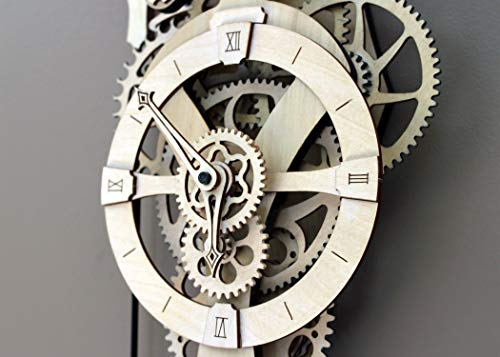 Abong David Mechanical Clock Kit - 3D Clock Wood Puzzle Model Kit - DIY Wooden Gear Clock - Wall Clock with Pendulum, No Batteri