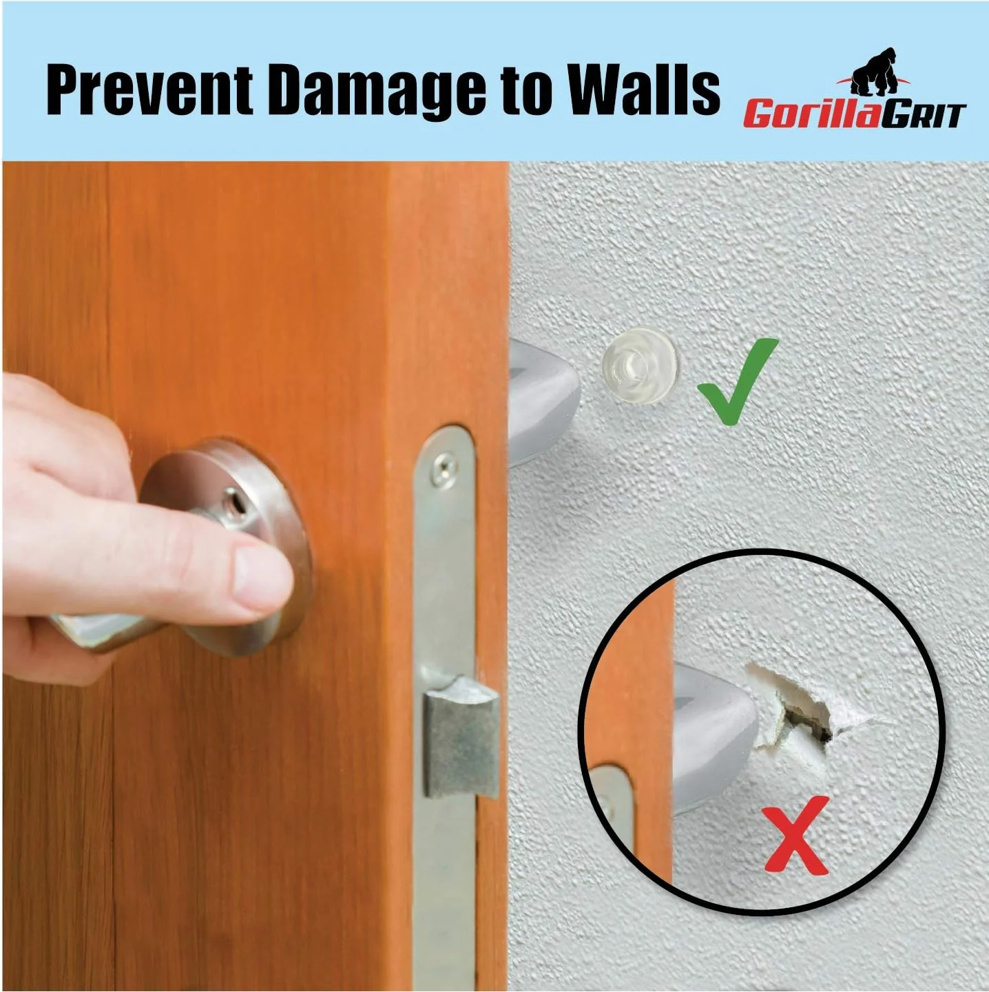 GorillaGrit Hardware Small Clear Door Knob Bumpers (Set of 12) - Self Adhesive Door Stoppers Wall Protectors Rubber Feet for Speakers, Electronics,