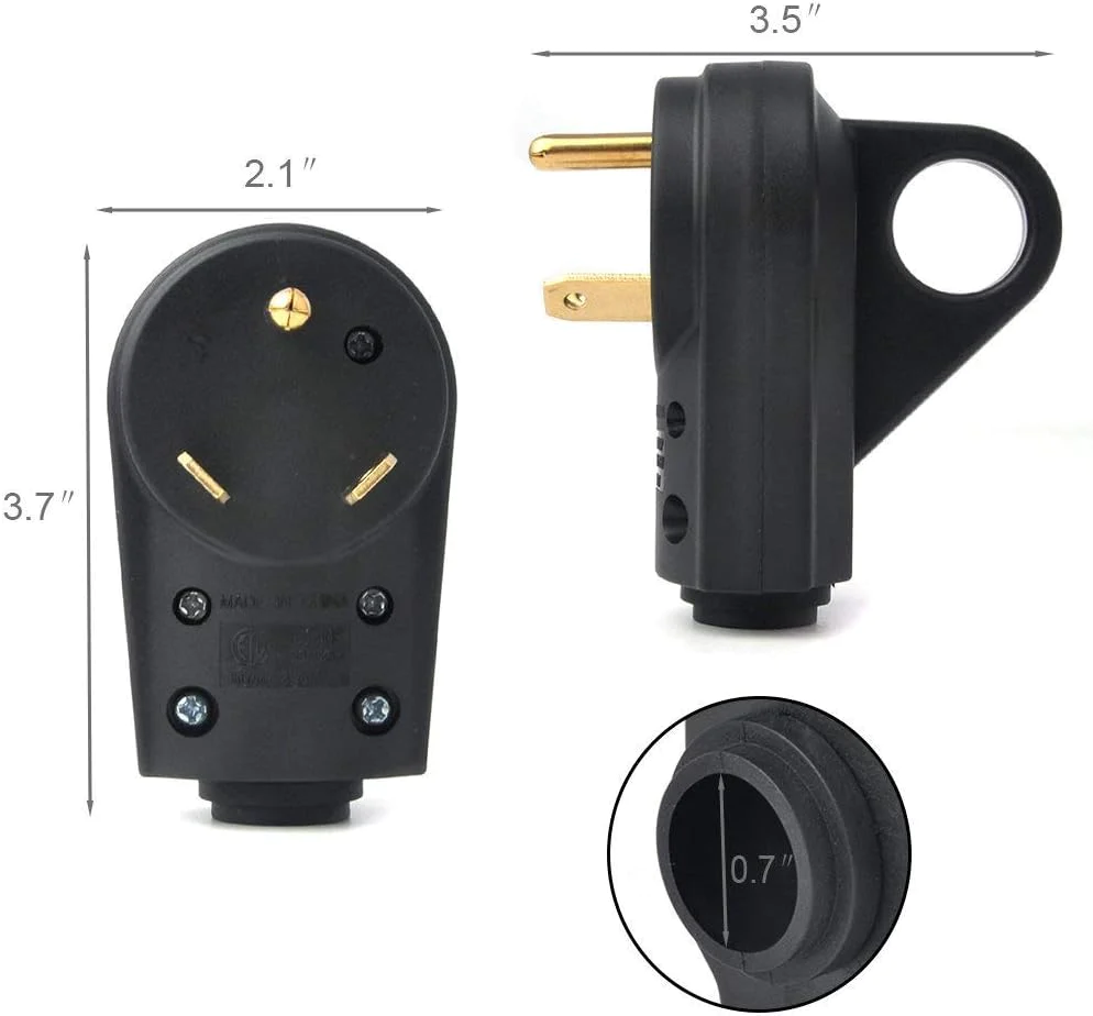 Wadoy 30 Amp RV Plug Male and Female Plug Set {Upgraded } with Handle Receptacle Plug Electrical Plug Adapter 55245