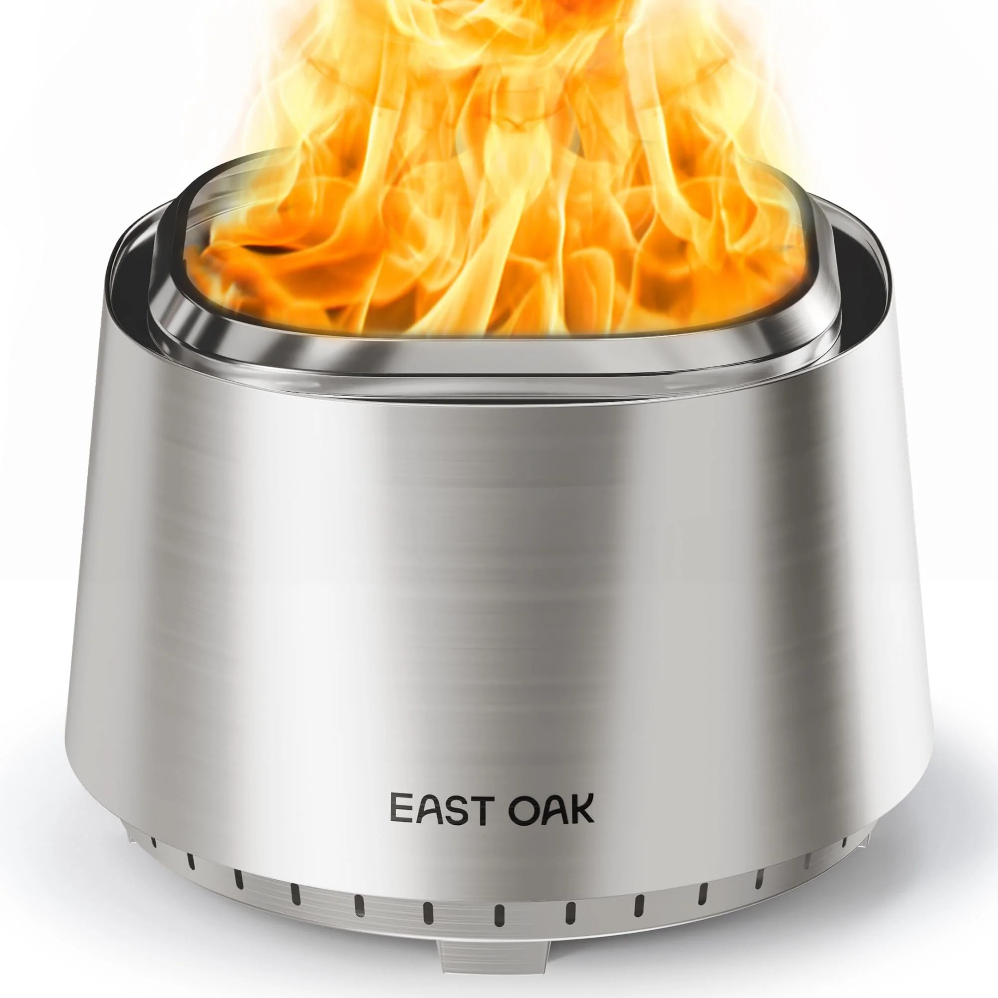 EAST OAK Fire Pit Smokeless 21&s;&s; for Outside Patio, 304 Stainless Steel Wood Burning Fireplaces, Portable Outdoor Bonfire Pit wi