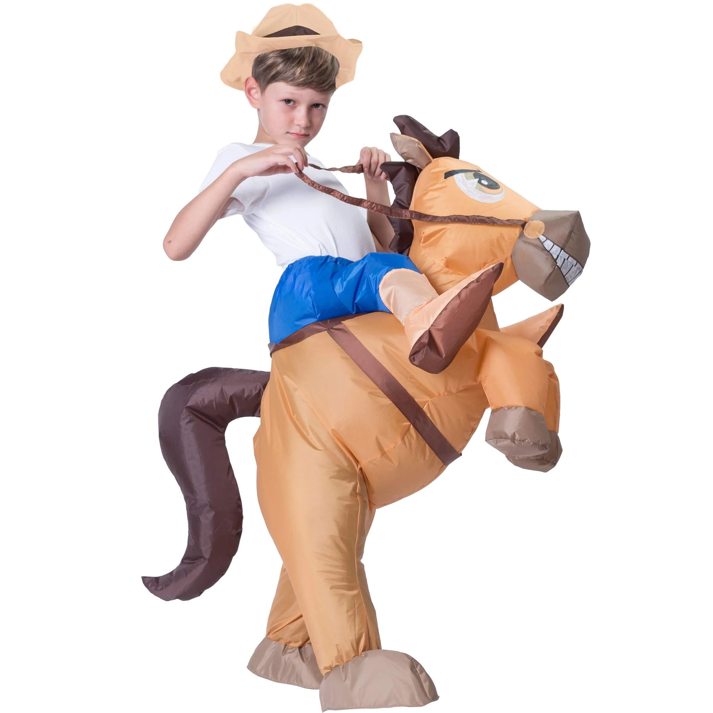 Spooktacular Creations Inflatable Costume for Kids, Riding a Horse Cowboy Air Blow-up Deluxe Halloween Costume - Child