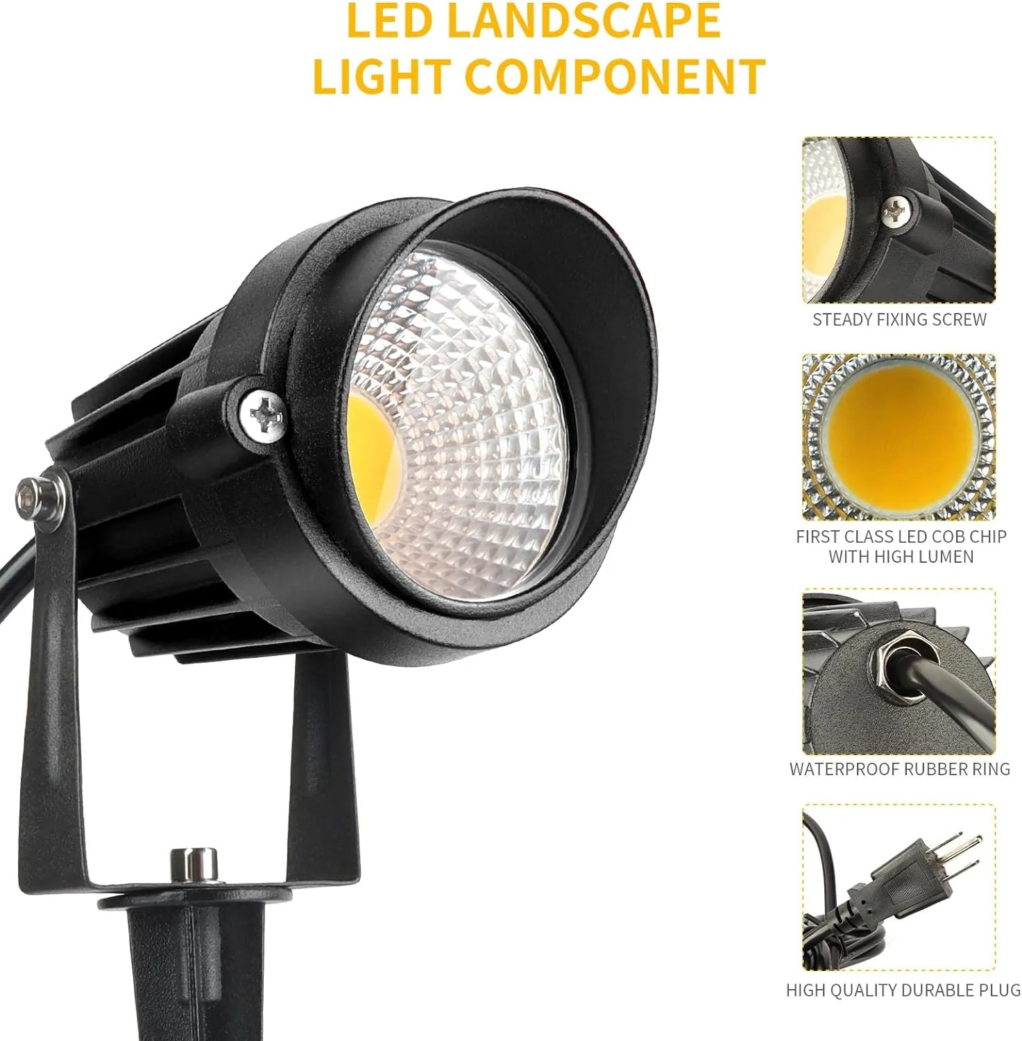 Kooplicht Warm White Spotlight Outdoor, 12W 3000K Landscape Spot Lights, IP65 Waterproof Garden Lighting, Metal Case COB LED Lights for L