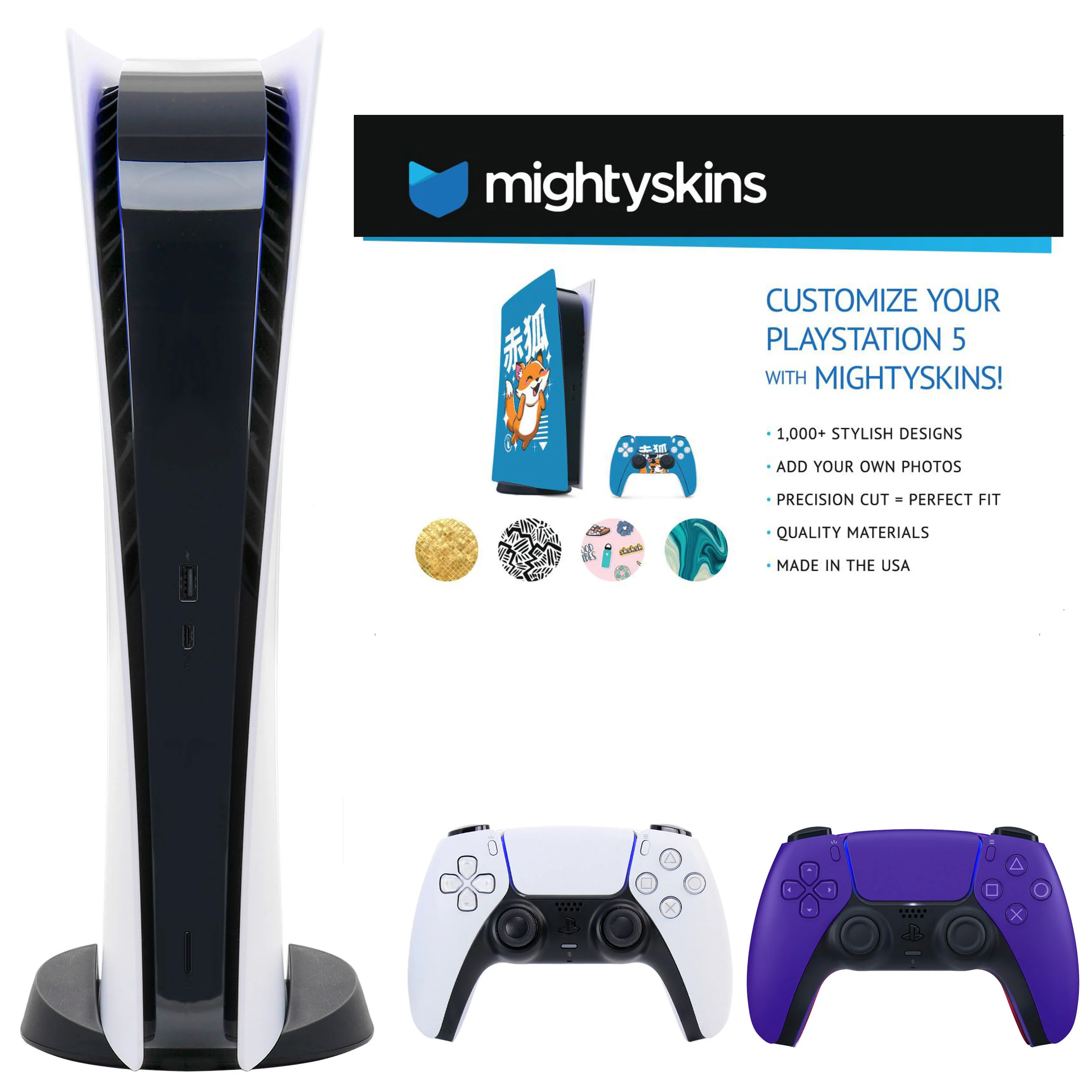 Sony PS5 Digital Console with Extra Purple Dualsense Controller and Universal Headset