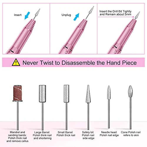 JiaSheng 20000 Electric Nail Drill Professional Nail File Drill Acrylic Nails Kit for Manicure Gel Nail Polish Remover with 1 Pack of San