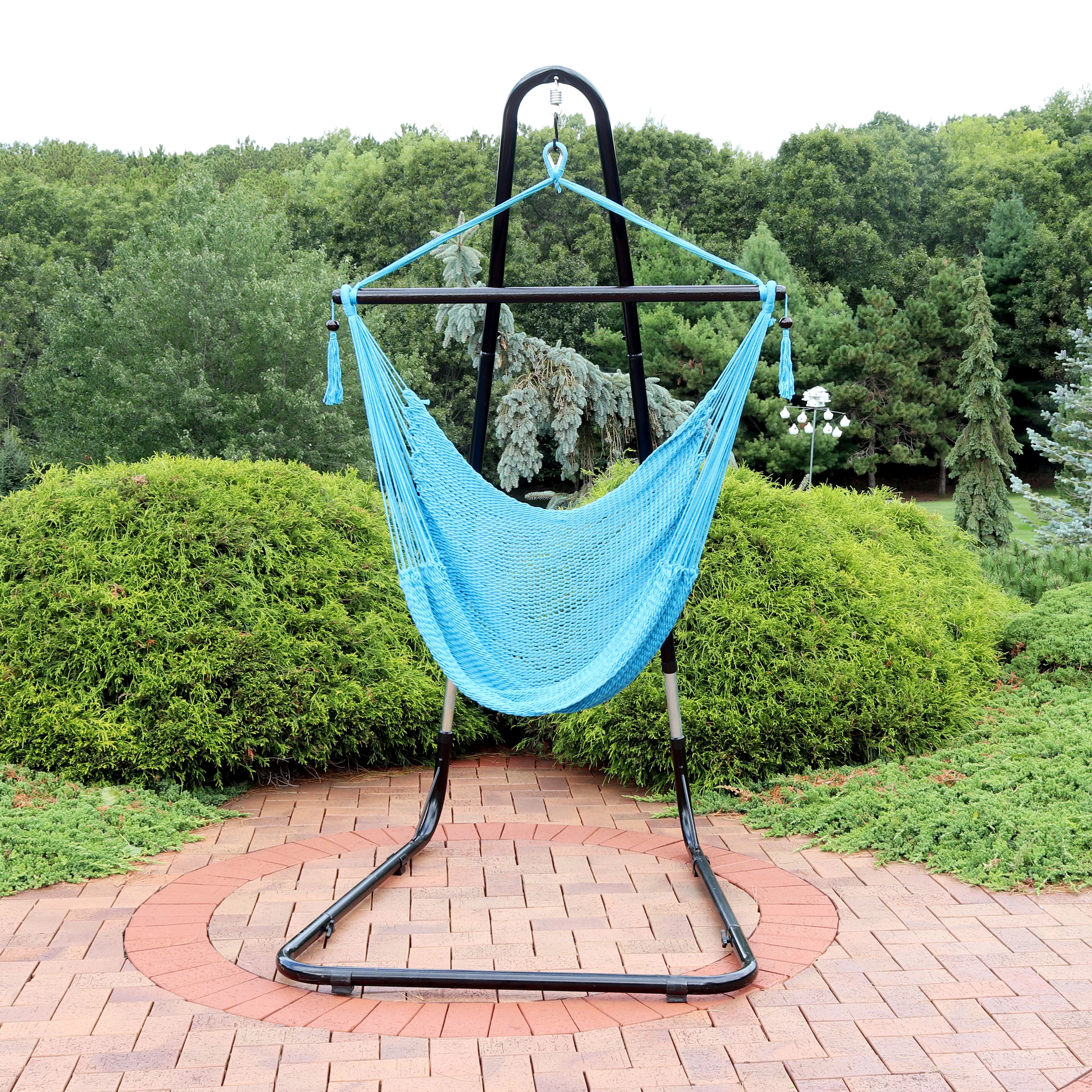 Sunnydaze Decor Caribbean XL Hammock Chair with Adjustable Stand - Sky Blue