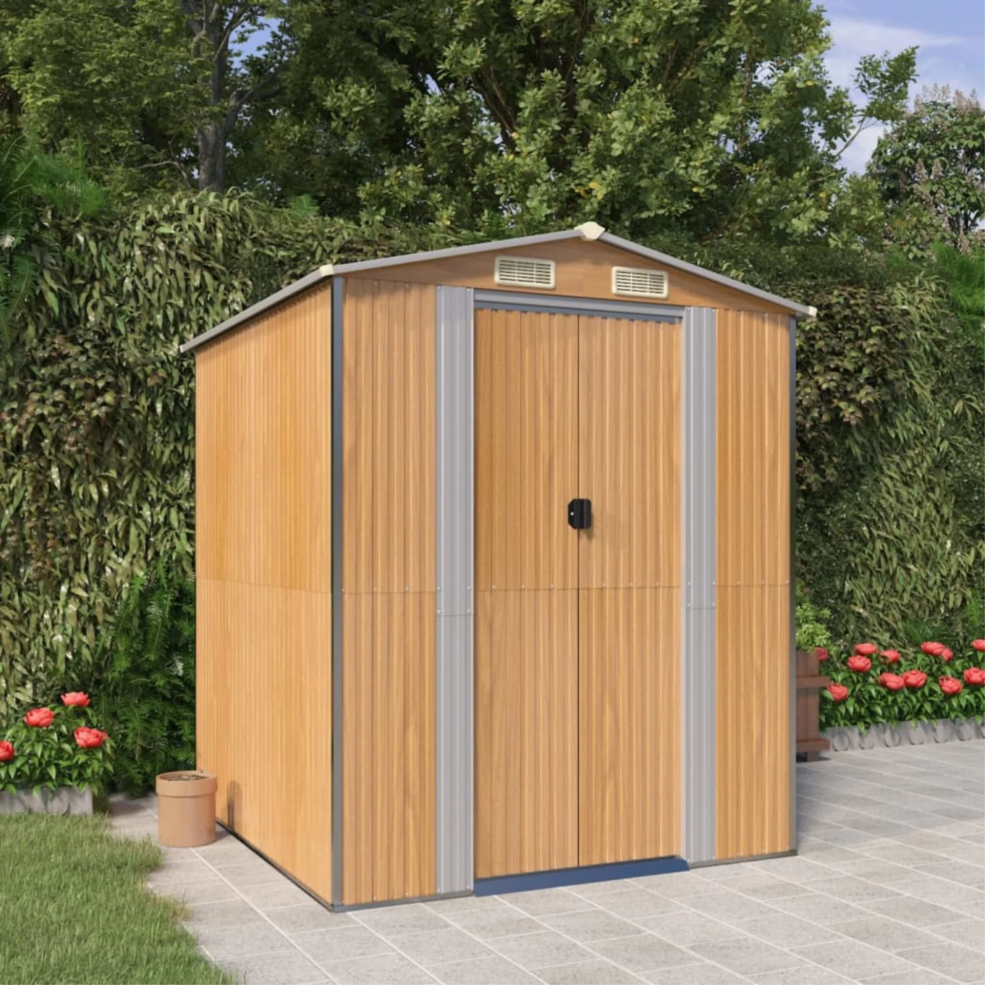 vidaXL Garden Shed Light Brown 75.6