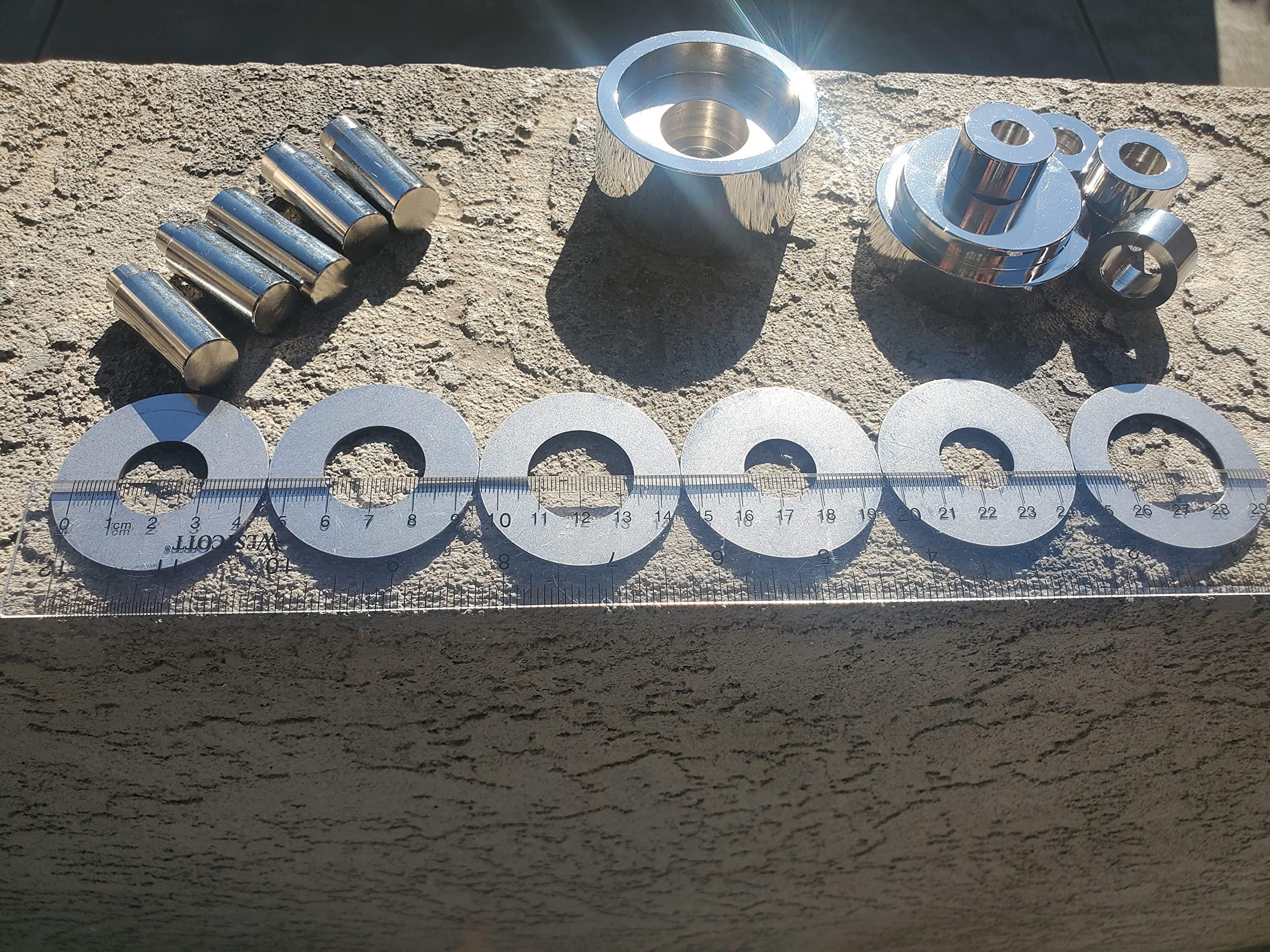 USAReplacementparts coin ring punch and spacer set, punch a hole in a coin, jewelry making tools, 5 punches coin ring making tool