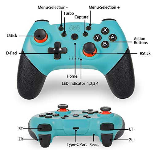 Sefitopher Wireless Controller Compatible for Nintendo Switch,Switch pro Controller PC Wird Gamepad Support Gyro Axis Turbo and