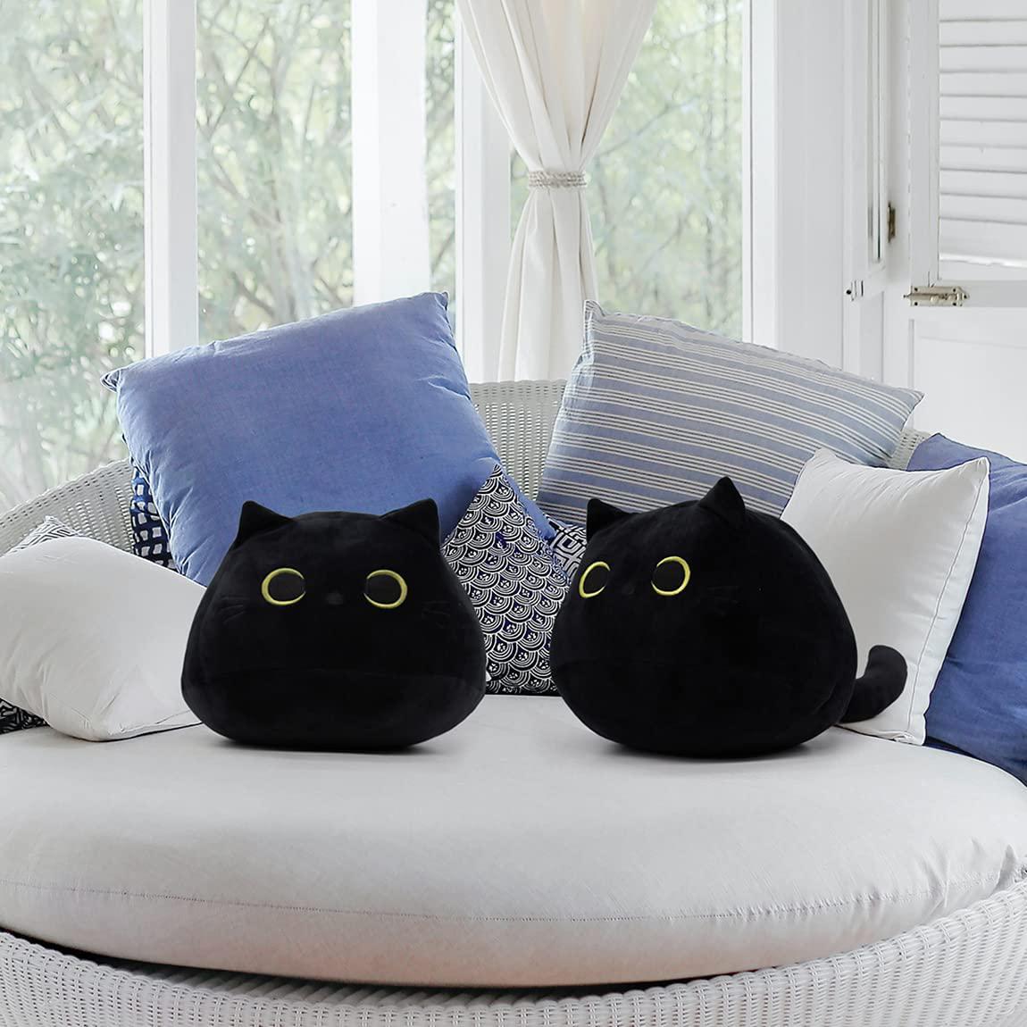 ibccly black cat plush toy 16&s;&s; black cat pillow,soft plush doll cat plushie cat pillow,stuffed animal soft plush pillow baby