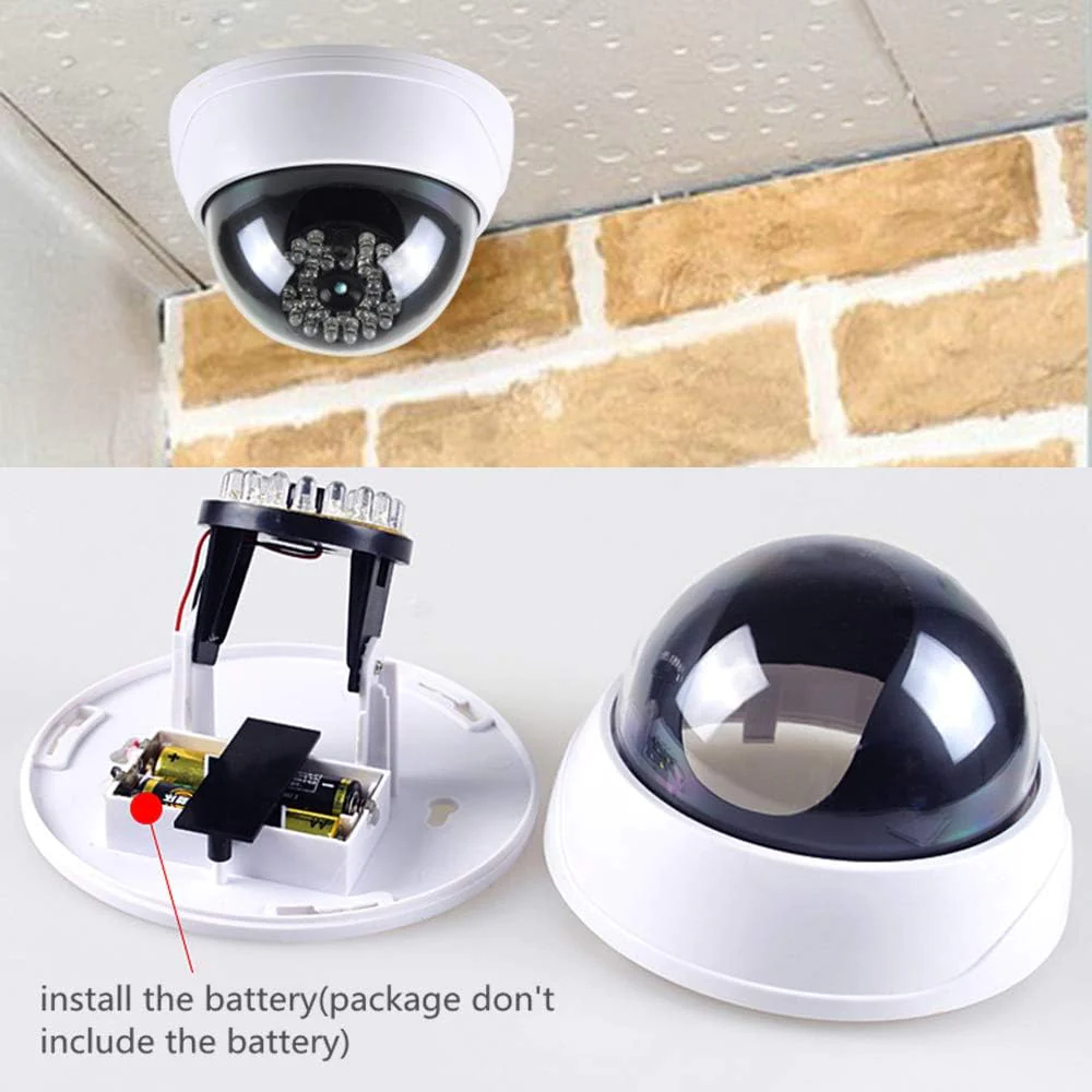 INKECI Simulated Surveillance Cameras, Dummy Security Camera, Fake Cameras CCTV Surveillance Systemwith Realistic Simulated LEDs,for H