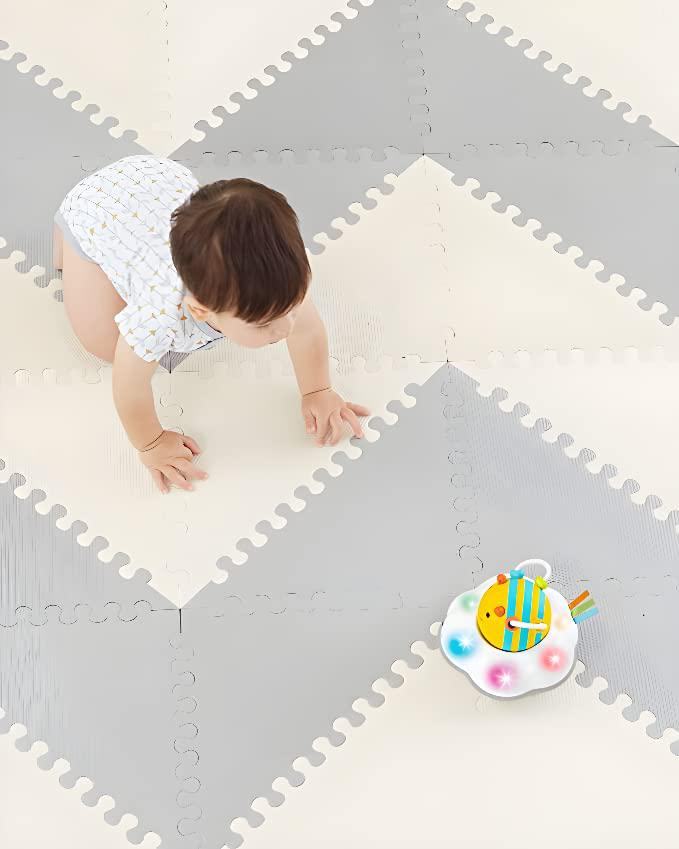 little fun times! baby play mat nordic toddler puzzle playmat 72pcs 51.2 in x 64 in foam floor mats for kids and babies triangles eva foam inte