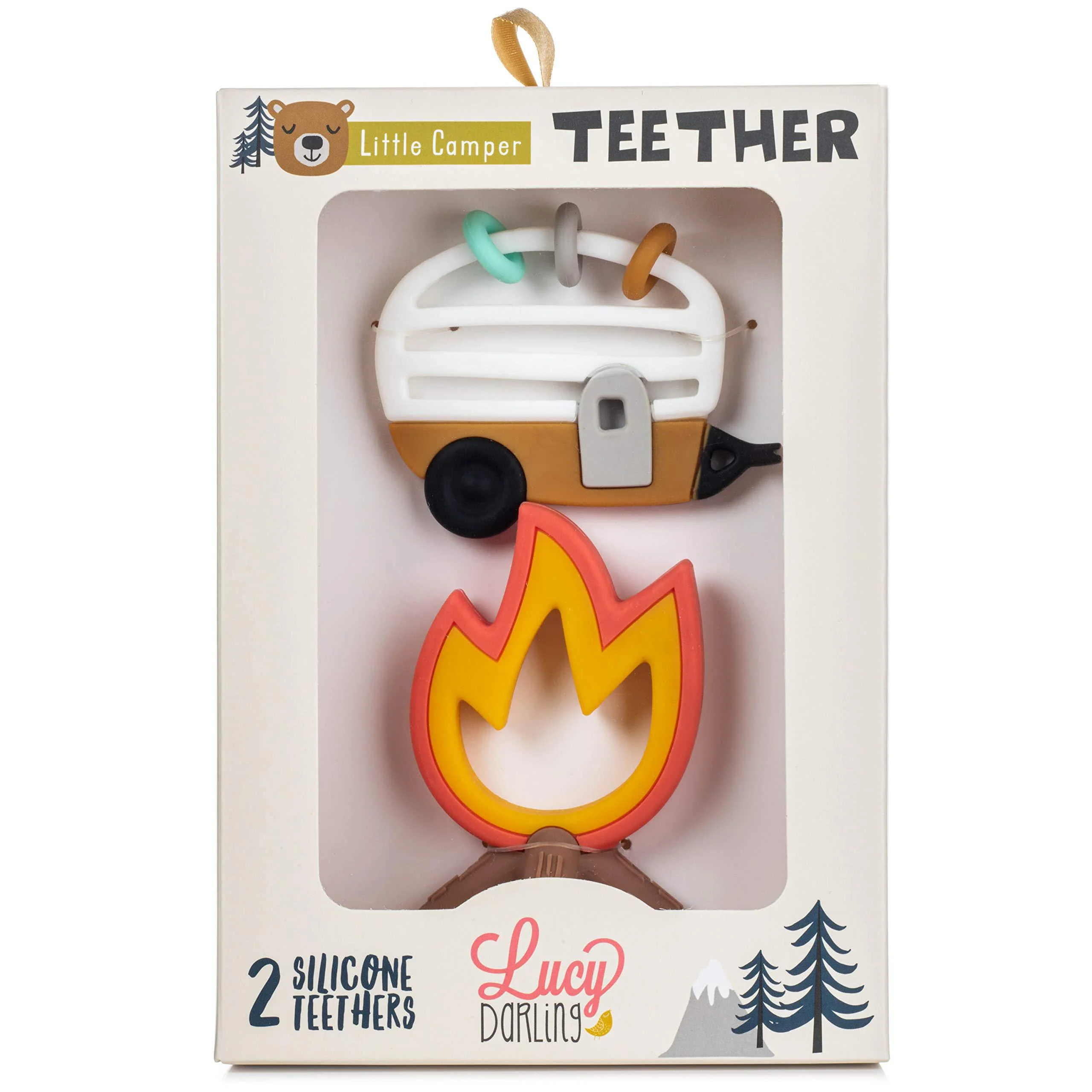 lucy darling baby teething toys - little camper silicone baby chew toy for 0-6 and 0-12 months - bpa free teethers for babies