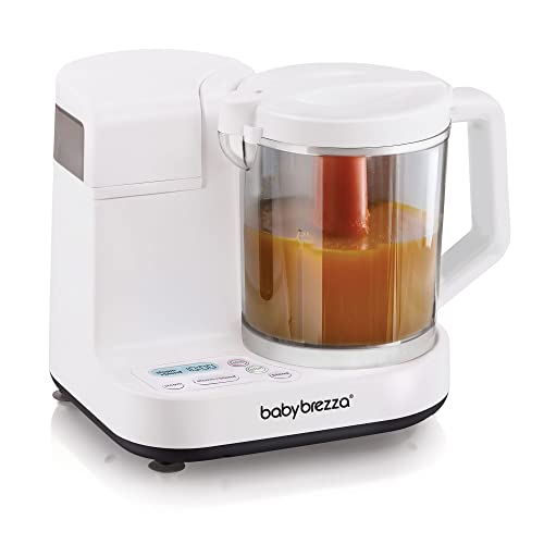 Baby Brezza Glass Baby Food Maker - Cooker and Blender to Steam and Puree Baby Food for Pouches in Glass Bowl - Make Organic Foo