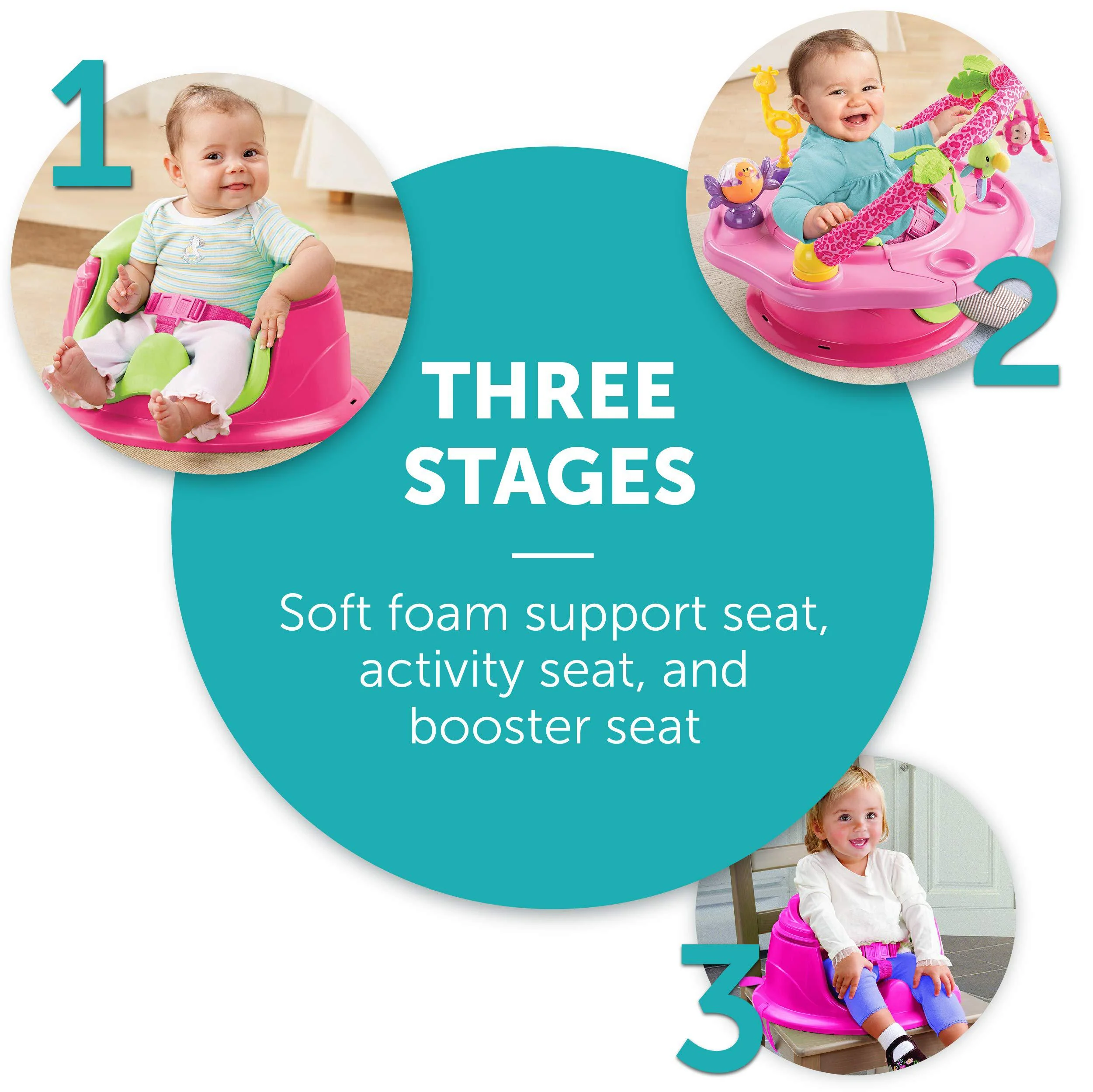 Summer Infant summer deluxe superseat, island giggles, fun baby seat for sitting up, playtime, and meals, ages 4 months to 4 years
