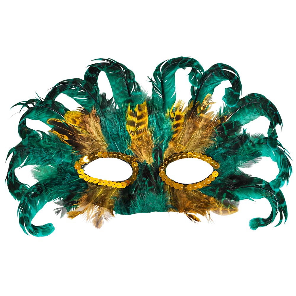 Bedwina Mardi Gras Masks - (Pack of 50) Bulk Carnival Masquerade Mask Costume Party Supplies, Feather Mardi Gras Decorations for