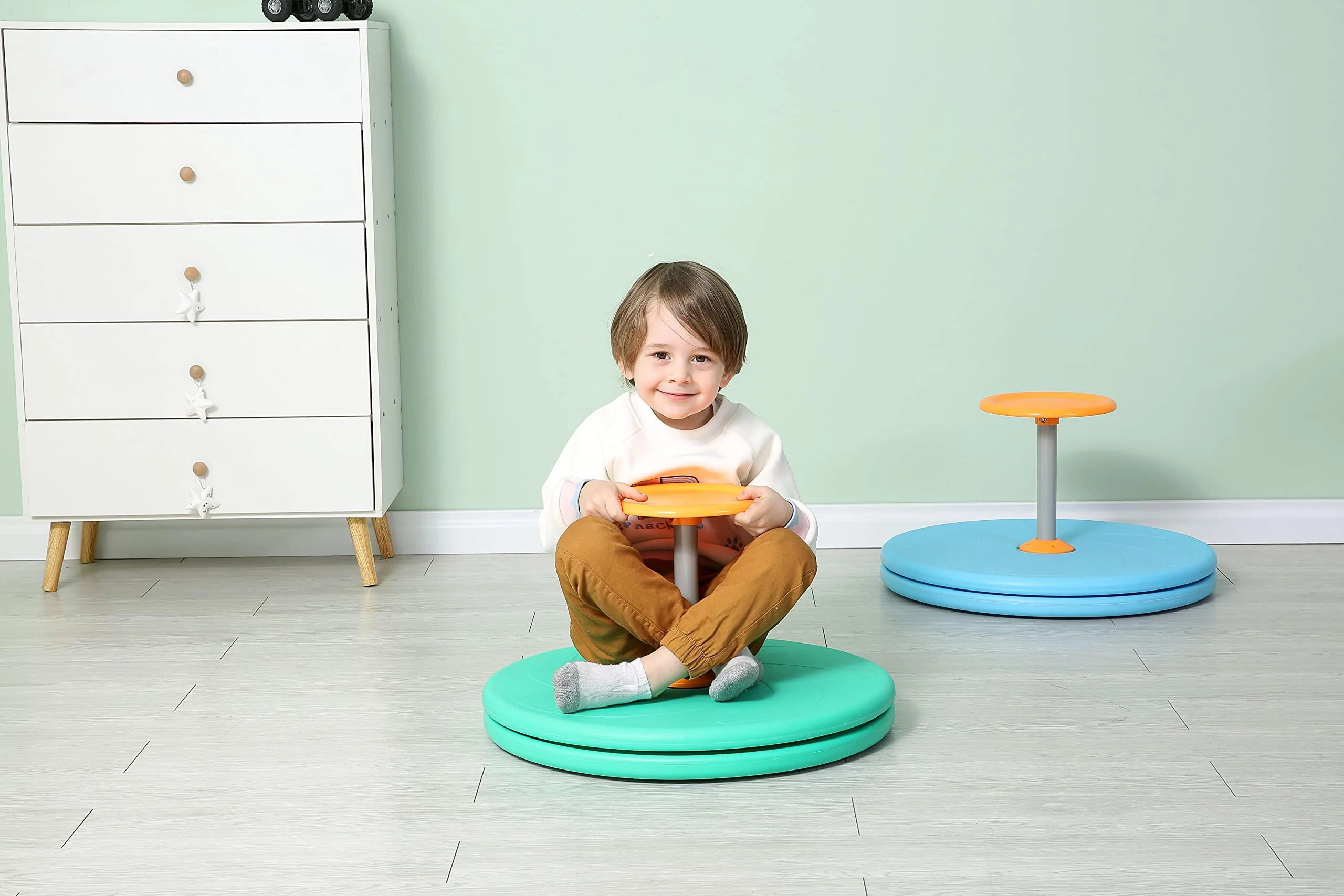 barney kaite bs spinner-x seated spinner sensory toy, sit spinner toy bigger size and durable material for kids- ages 3 and up (green) by bar