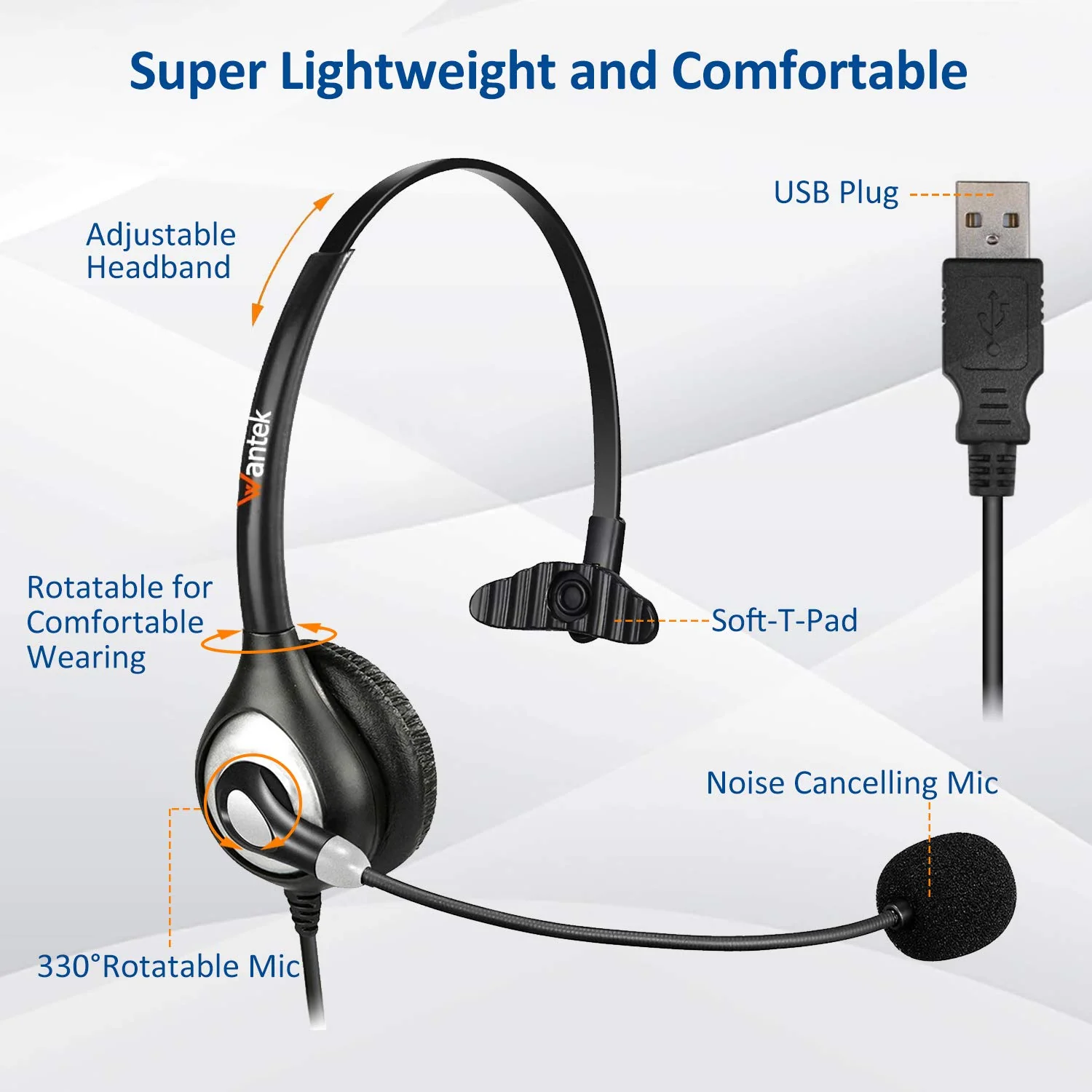 Zell Electronics Zell Usb Headset With Microphone Noise Cancelling &a; Audio Controls, Computer Headphones For Pc Laptop, Business, Home Office,…