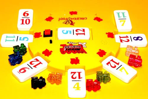 University Games Dominoes Mexican Train, Double 12 Set, with Color-Coded NUMBERED Dominoes