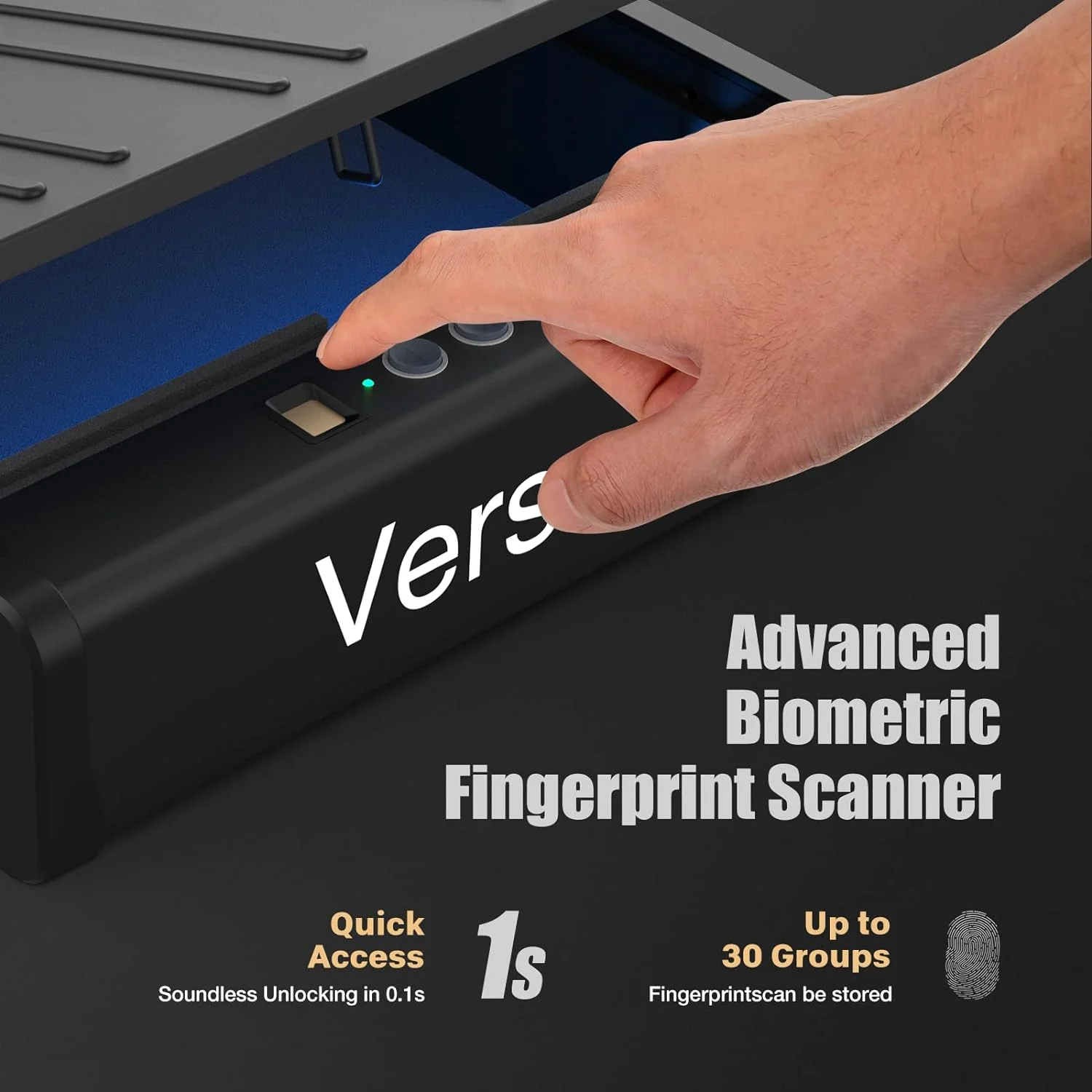 Versafe Gun Safe, Biometric Handgun Safe for Pistols Quick Access Pistol Safe with Fingerprint, KeyPad and Two Keys, Gun Box fo