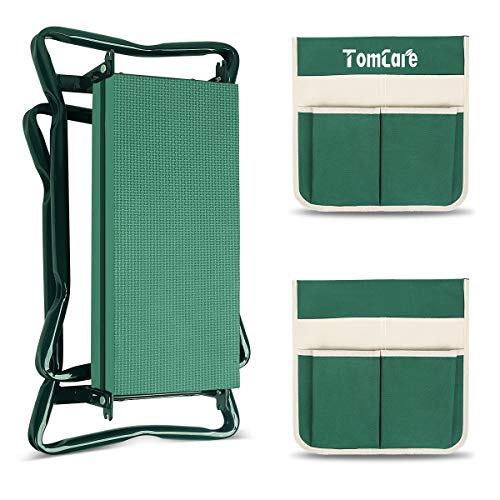 TomCare Upgraded Garden Kneeler Seat Widen Soft Kneeling Pad Garden Tools Stools Garden Bench with 2 Large Tool Pouches Outdoor