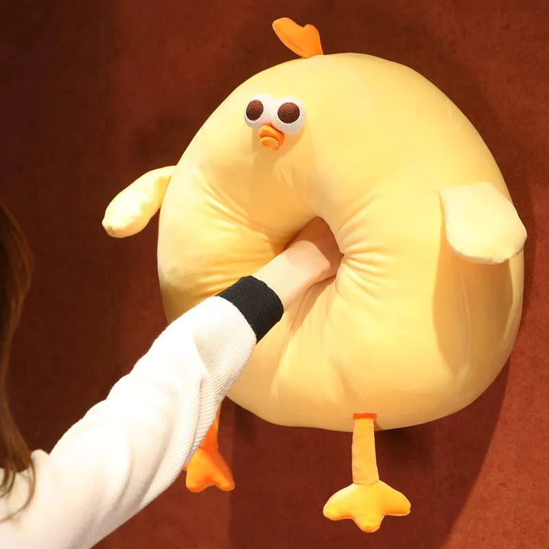 maomoto super soft cute plush chicken pillow, chicken plush neck pillow,yellow chicken stuffed animal, funny chick baby doll body pil