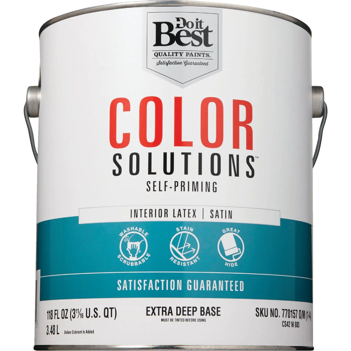 Color Solutions SIM Supply, Inc. CS42W0803-16 Do it Best Color Solutions Latex Self-Priming Satin Interior Wall Paint, Extra Deep Base, 1 Gal. C