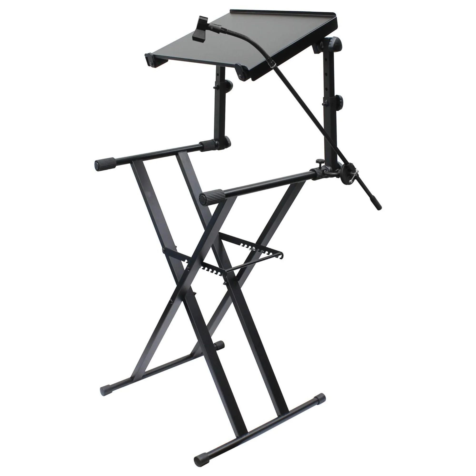 Odyssey TWO TIER BLACK X STAND COMBO PACK: INLCLUDES MIC BOOM ATTACHMENT AND LAPTOP/GEAR TRAY