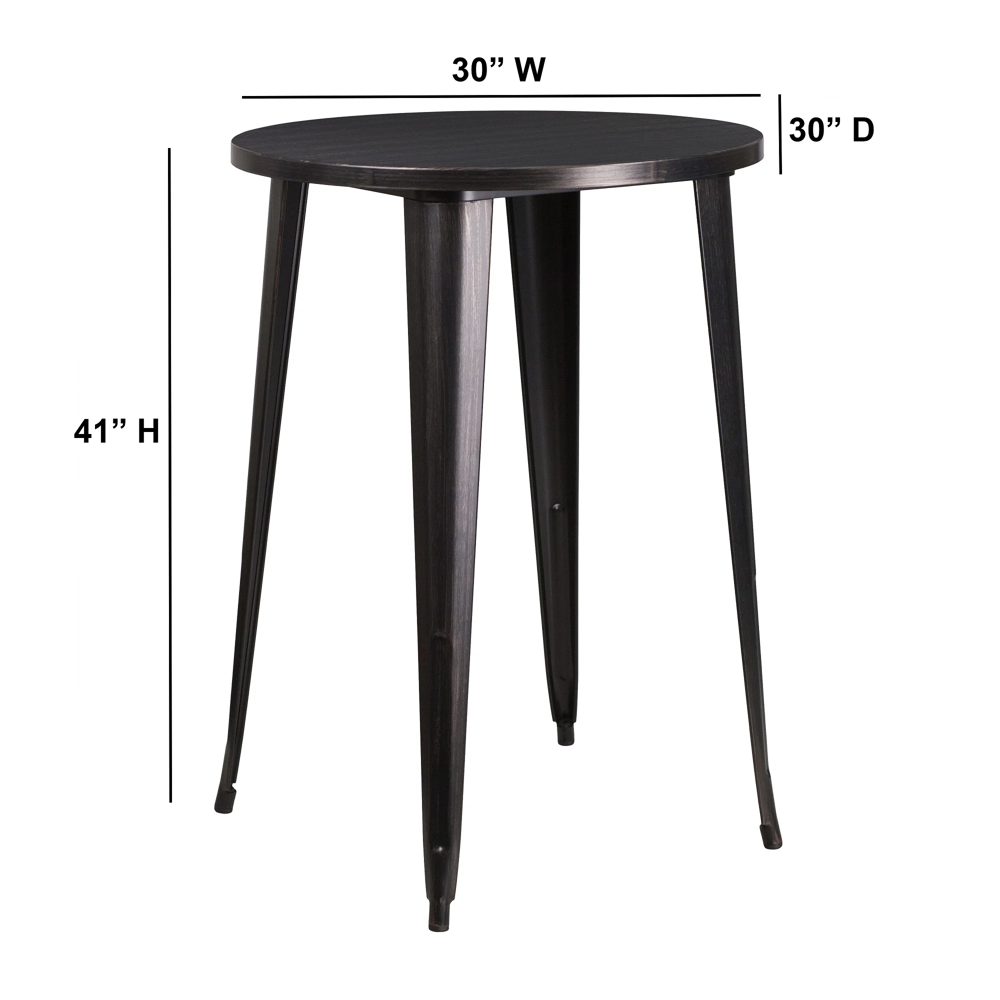 Flash Furniture 41&s;&s; Black Antique Gold Round Metal Indoor-Outdoor Bar Height Table