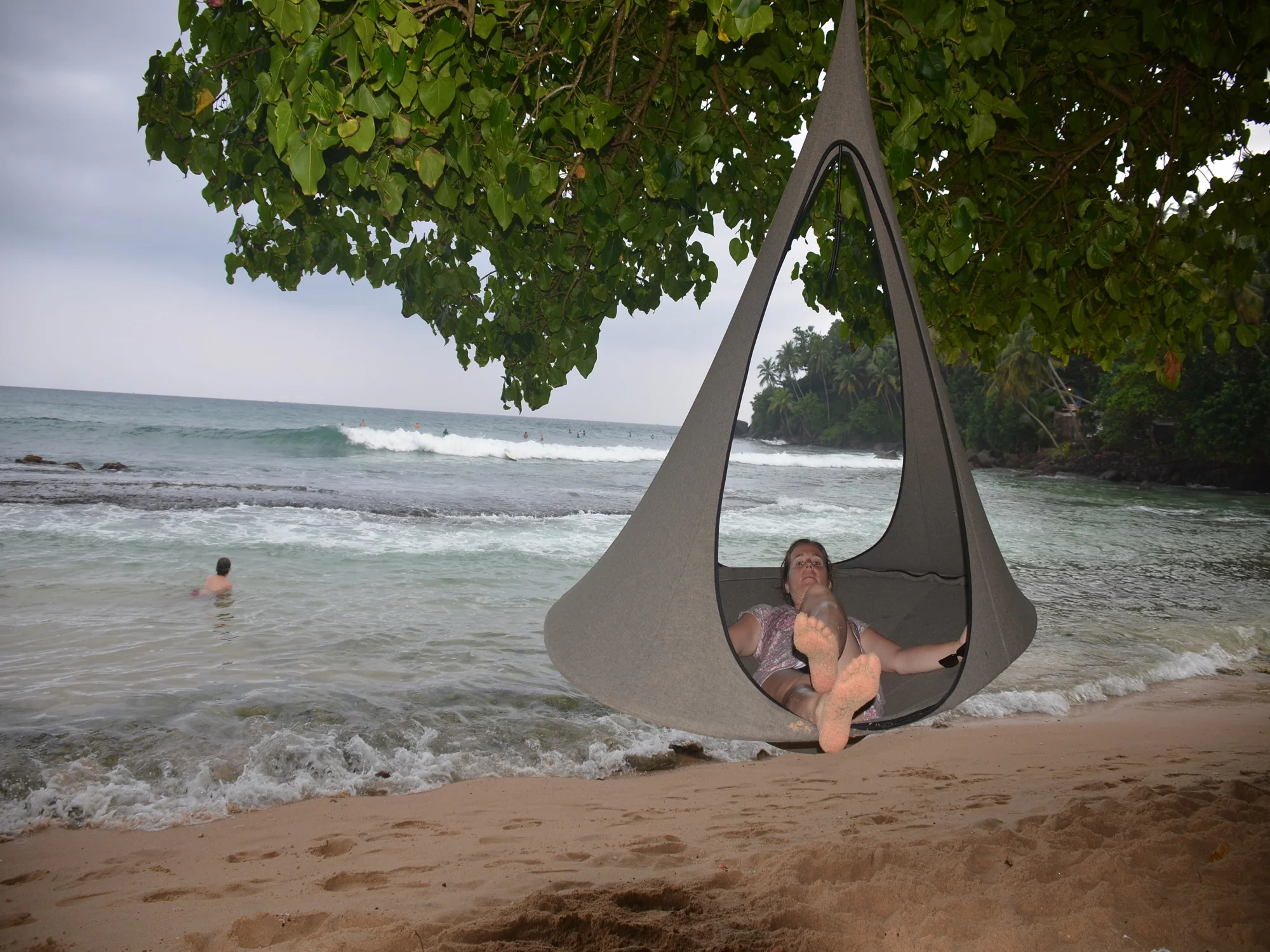 The Hamptons Collection 77” Gray One Person Songo Hanging Chair with Hanging Hardware