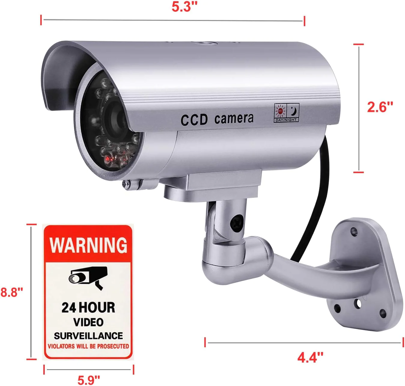 Fitnate Dummy Security Camera,  4 Packs Fake Surveillance Security CCTV Camera System with LED Red Flashing Light for Both Indoor