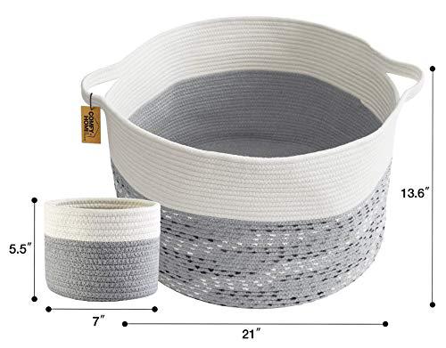 comfy-homi 2pc blanket baskets living room 21&s;&s;x21&s;&s;x13.6&s;&s; woven rope basket laundry hamper baby nursery storage organizer l
