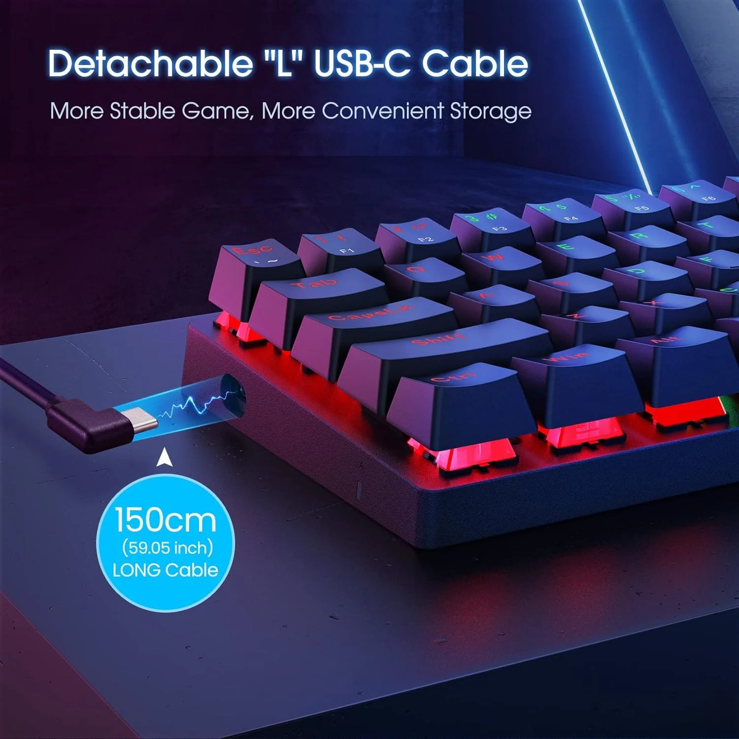 Zell Electronics Zell Portable 60% Mechanical Gaming Keyboard, Wired Keyboard With Blue Switches,Led Customization Backlit,61 Keys Ultra-Compa…