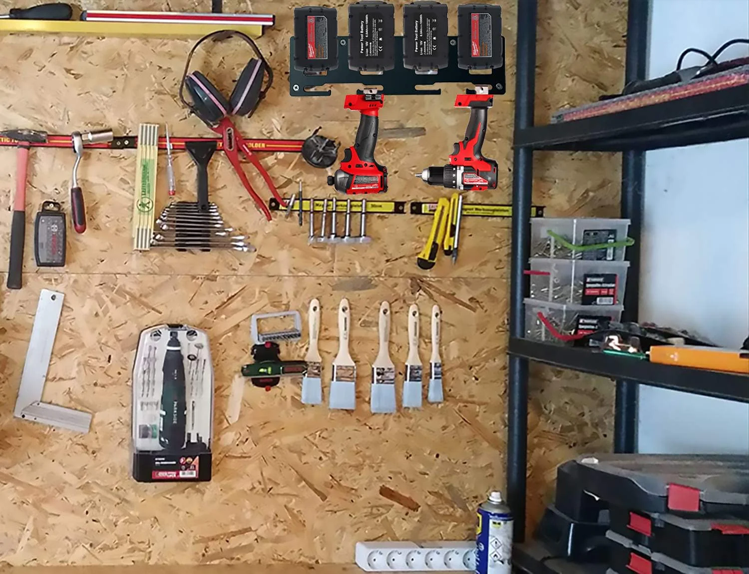 SZWJT-LV Battery Holder, Milwaukee M18 Battery 4X, Wall Display Hook Holder, M18 Battery 4Bit Power Tool Storage, Wall Display Hook Hold