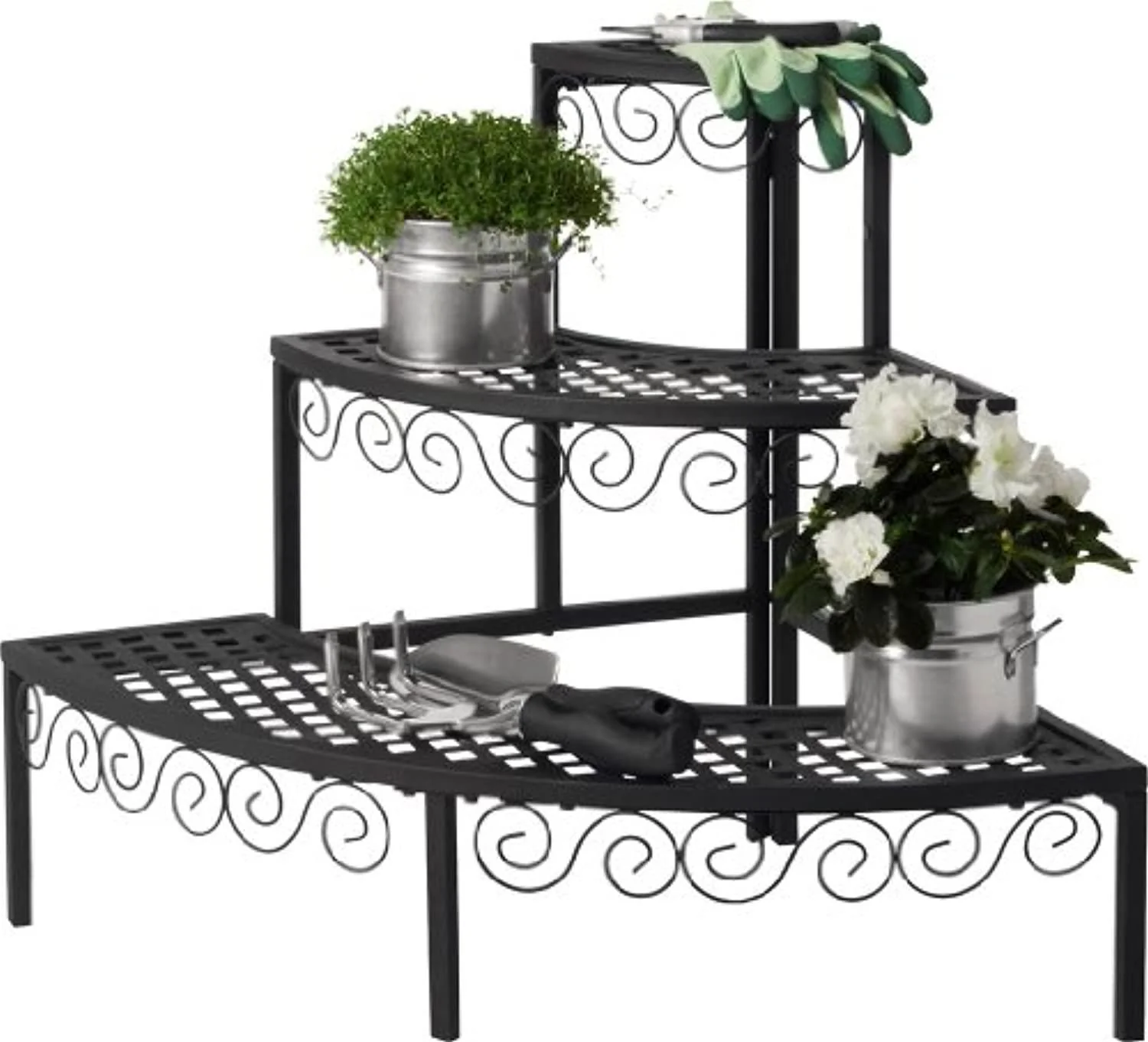 tierra garden 39-110367n 3-tier end cap plant stand, black