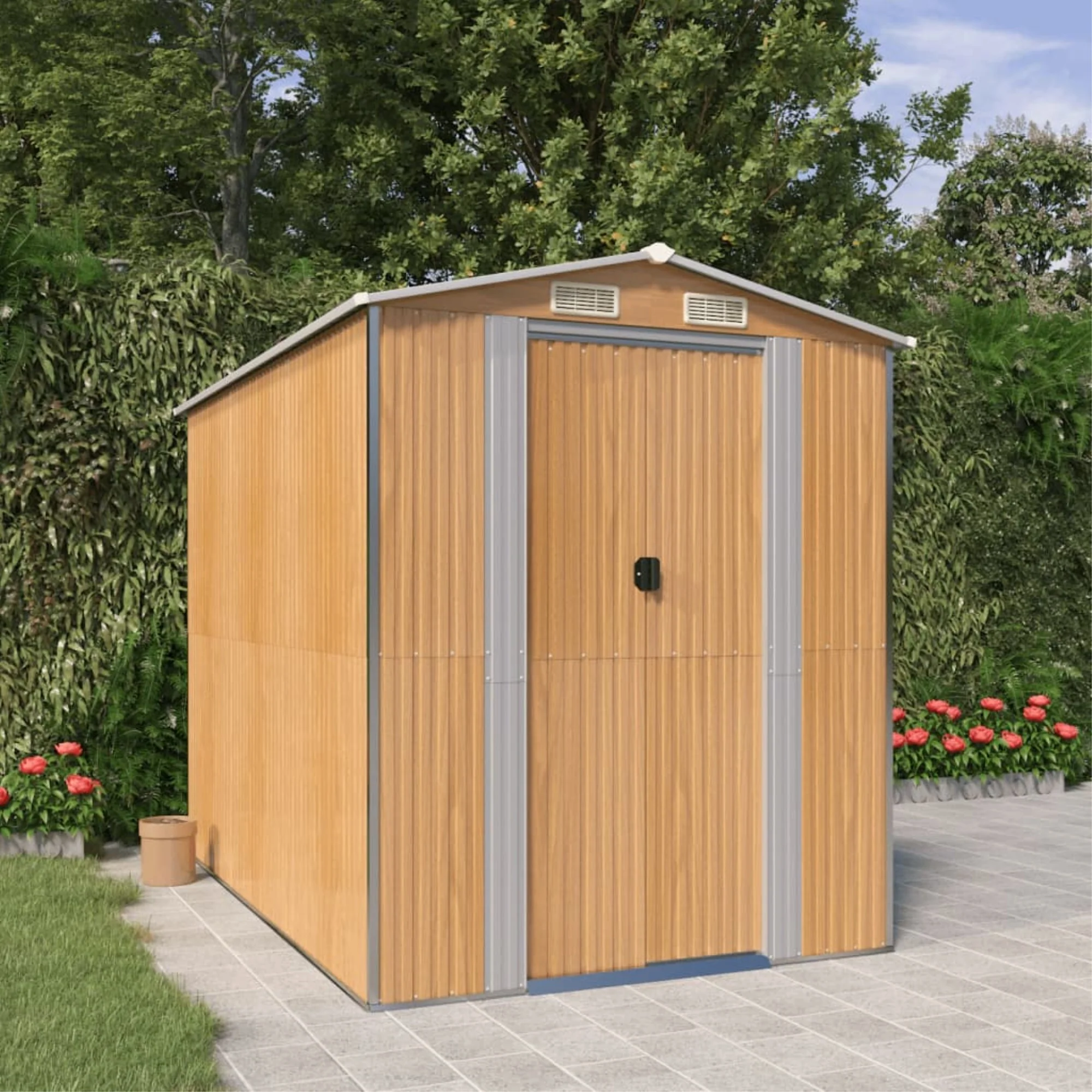 vidaXL Garden Shed Light Brown 75.6