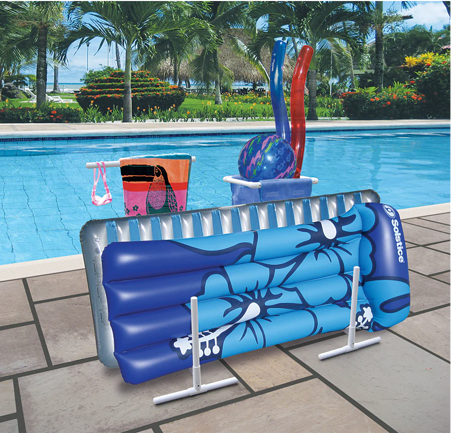Swim Central 37-Inch HydroTools Blue And White Poolside Accessories Organizer