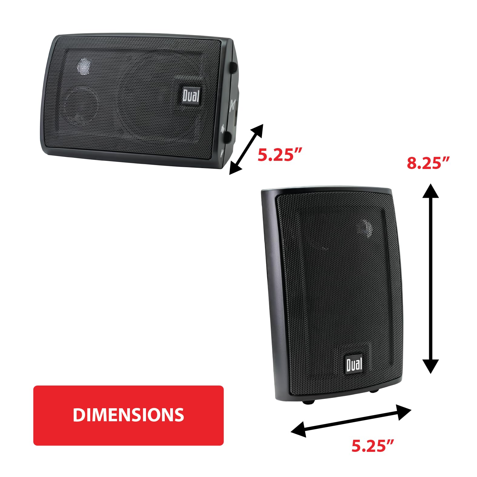 Dual Electronics LU43PB Black 4 inch 3-Way High Performance Outdoor Indoor Speakers with Powerful Bass | Effortless Mounting Swi