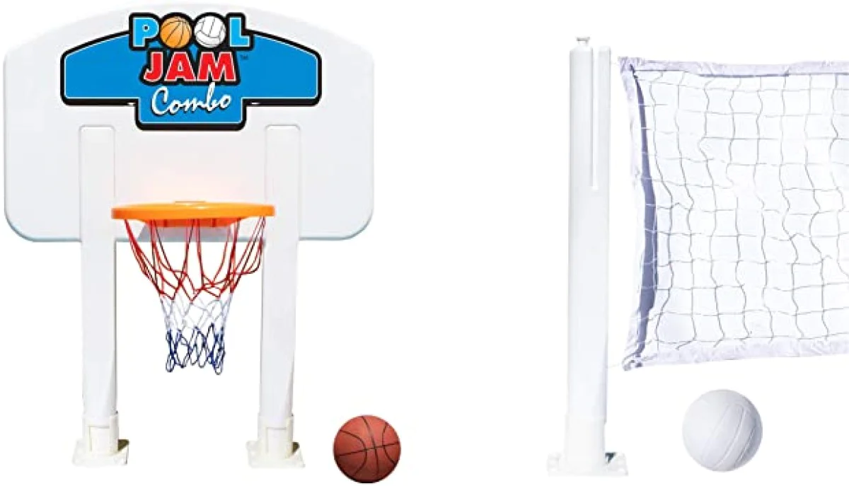 Swim Central 30&s; Pool Jam Combo Basketball and Volleyball Swimming Pool Game